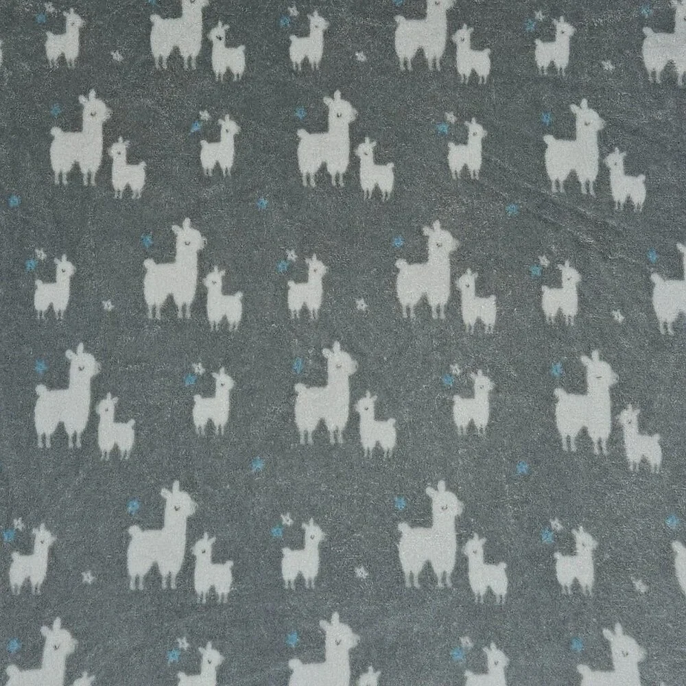 Blankets & Beyond Llama Alpaca Fleece Baby Blanket Gray White 26x30